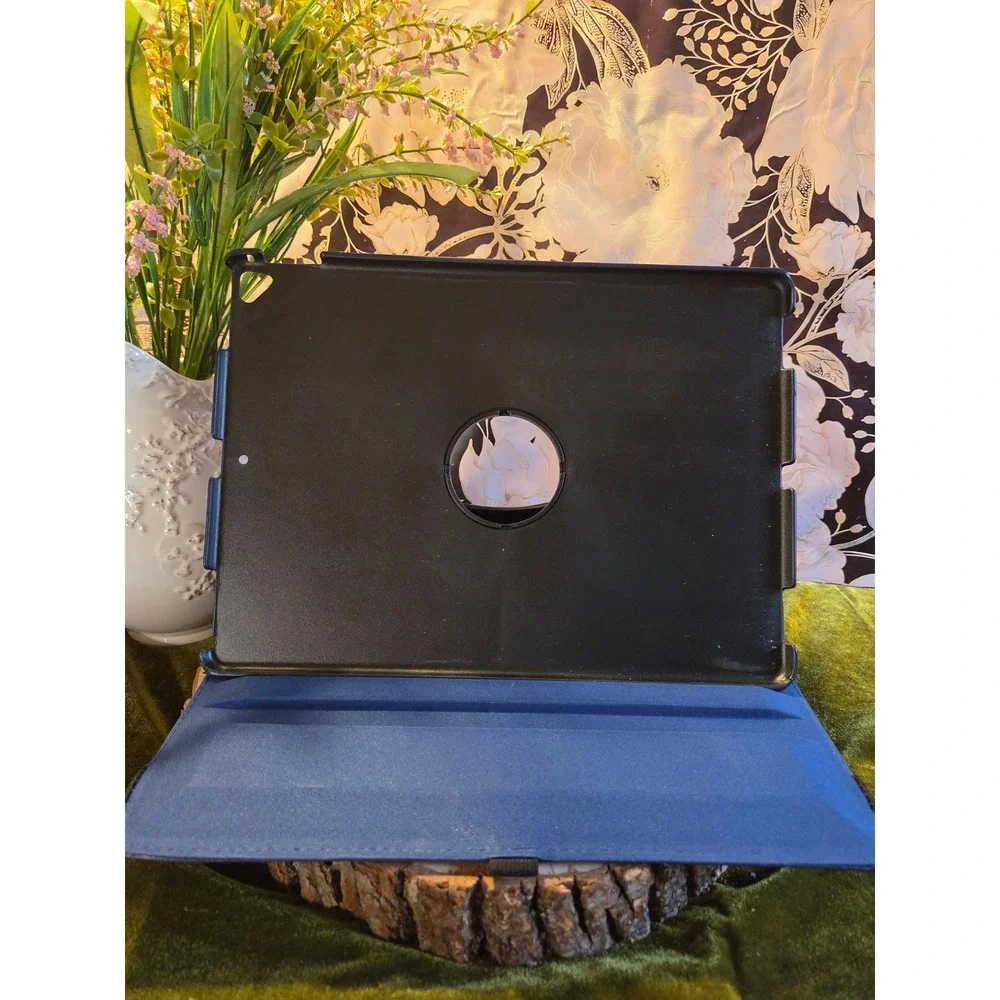 Leather Blue Rotating iPad Pro Tablet Case and JETech Glass Screen Protector